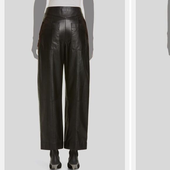 Jason Wu Straight-Leg Lamb Leather Black Pants‎ Size 4 - Picture 2 of 12
